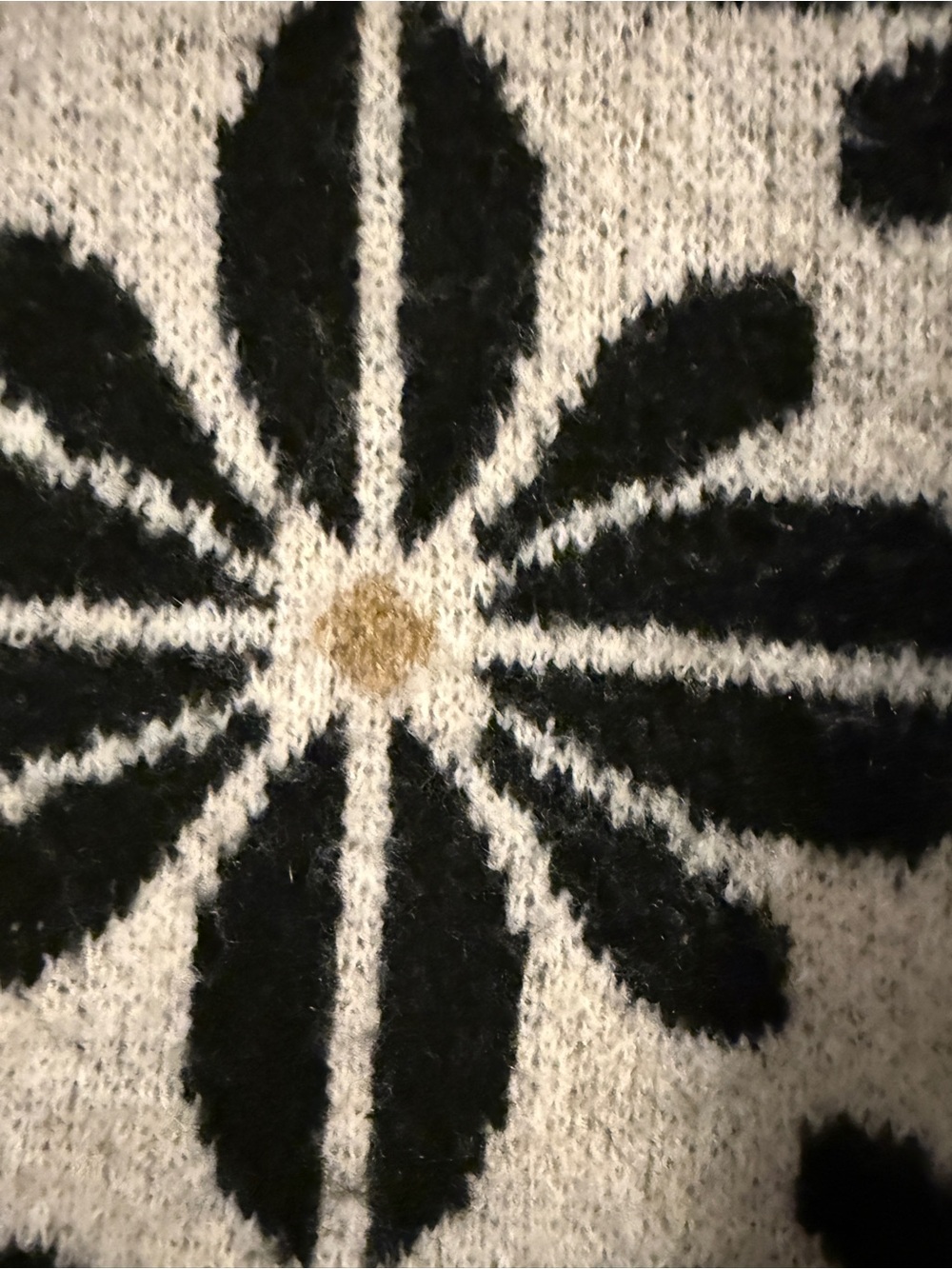 BiBi Black and White Floral Knit Sweater with Gold Accents - Picture 3 of 3